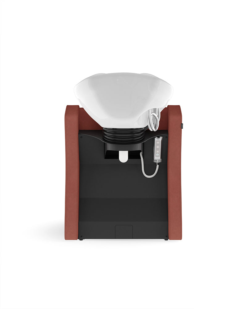 Fredda II - Brick-coloured washing unit with massage with white basin
